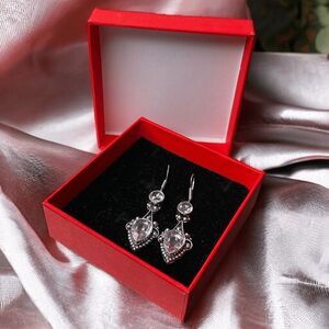 NWOT Handmade Topaz Gemstone Drop Dangle Earrings Women Silver/White 2.24"